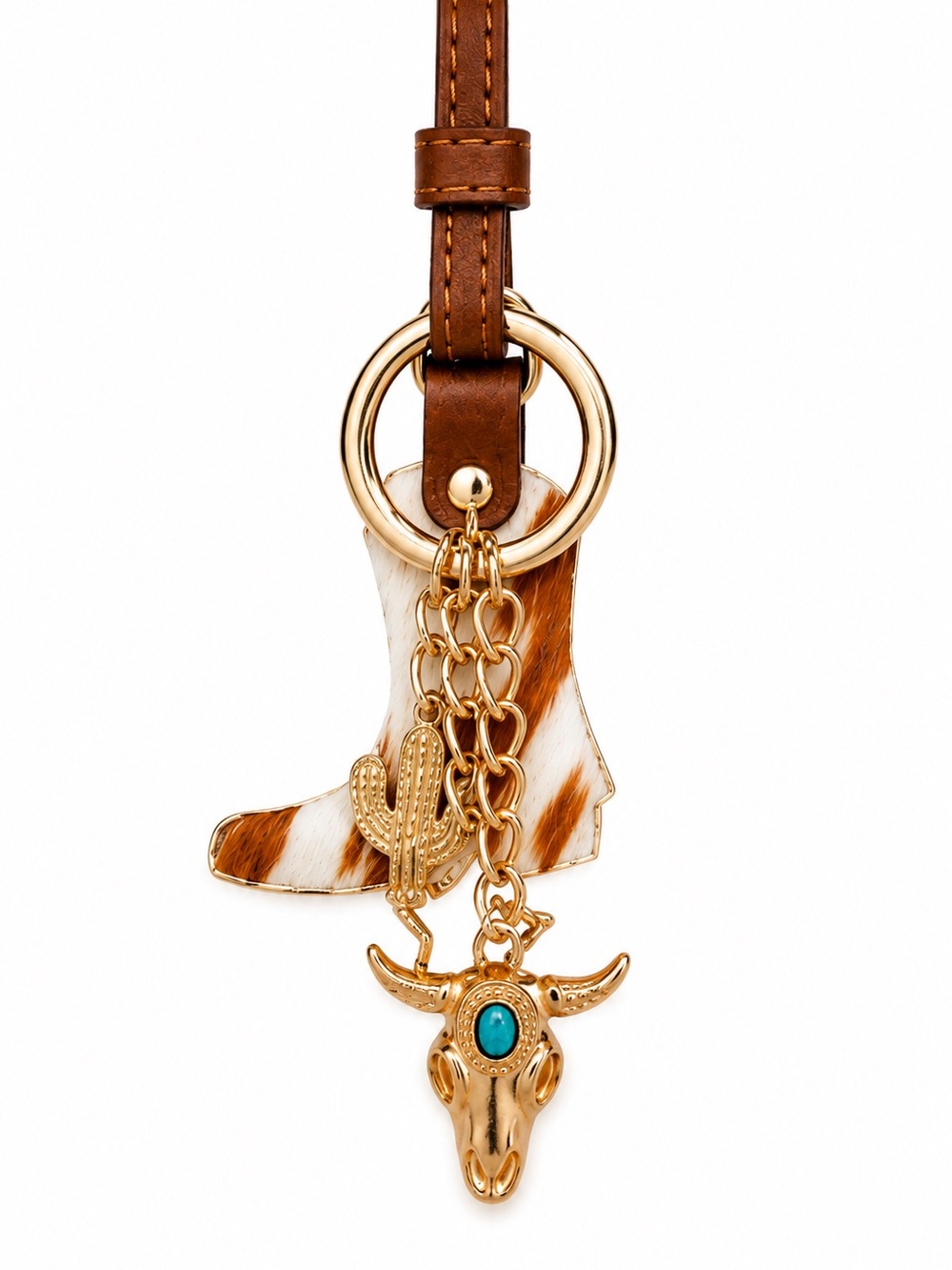 Wrangler Western Cowhide Cowboy Boot Bag Charm WGC-1016BR